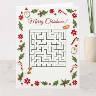 Cute Dachshund Dog Christmas Maze Puzzle Holiday Card