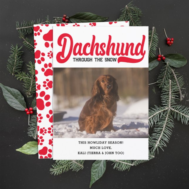 Cute Dachshund Dog Christmas Picture Custom Photo Holiday Card (Creator Uploaded)