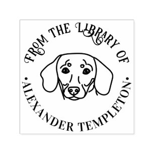 Cute Dachshund Dog Face “From the Library of” Book Self-inking Stamp