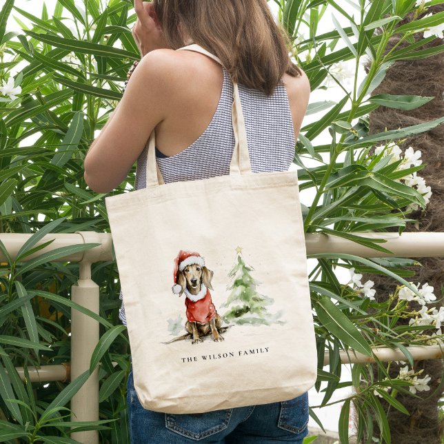 Cute Dachshund Dog Furry and Bright Christmas Tote Bag (Creator Uploaded)