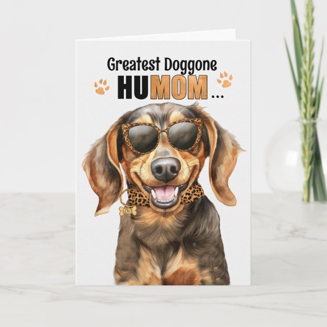 Cute Dachshund Dog Greatest HuMOM Mother's Day Holiday Card (Front)