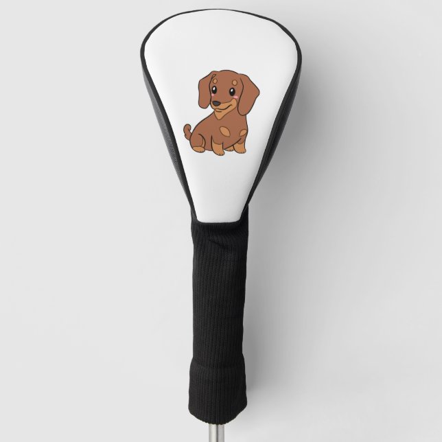 Cute dachshund dog illustration   golf head cover (Front)