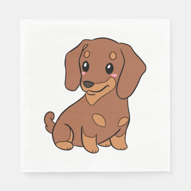 Cute dachshund dog illustration   napkin (Front)