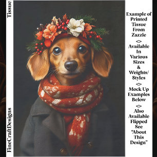 Cute Dachshund Dog in Festive Scarf ED9R Decoupage Tissue Paper