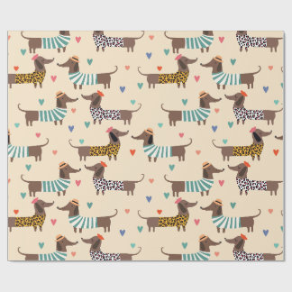 Cute Dachshund Dog in Sweaters Pattern Wrapping Paper