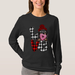 Cute Dachshund Dog Lover Heart Plaid Valentines Da T-Shirt
