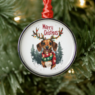 Cute Dachshund Dog Metal Tree Decoration