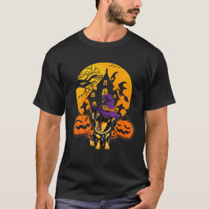 Cute Dachshund Dog Pumpkin Witch Hat Halloween Cos T-Shirt