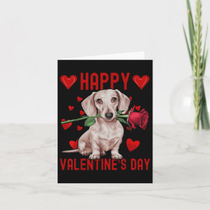 Cute Dachshund Dog Red Hearts Couples Happy Valent Card