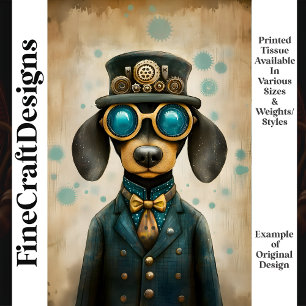 Cute Dachshund Dog Suit Hat Goggles K5 Decoupage Tissue Paper
