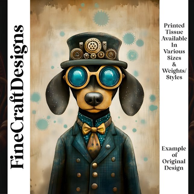 Cute Dachshund Dog Suit Hat Goggles K5 Decoupage Tissue Paper (Creator Uploaded)