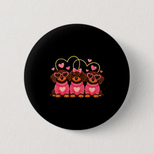Cute Dachshund Dog Valentines Romantic Lover Heart 6 Cm Round Badge
