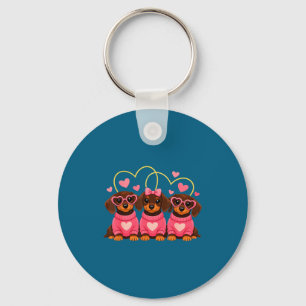 Cute Dachshund Dog Valentines Romantic Lover Heart Key Ring