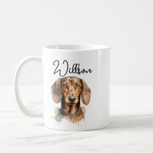 Cute Dachshund Dog Watercolor Coffee Mug
