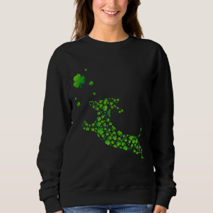 Cute Dachshund Dog With Irish Shamrock Sweatshirt