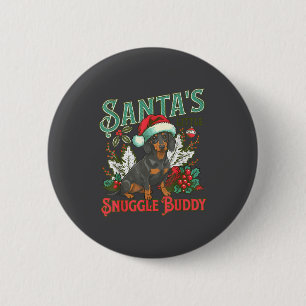 Cute Dachshund Dogs Christmas Lights Santa Holiday 6 Cm Round Badge