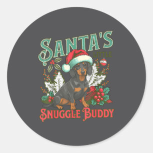 Cute Dachshund Dogs Christmas Lights Santa Holiday Classic Round Sticker