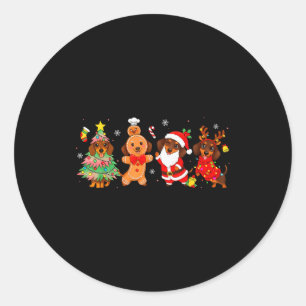 Cute Dachshund Dogs Christmas Tree Gingerbread San Classic Round Sticker