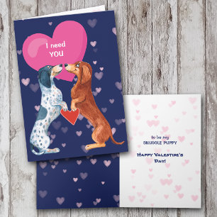 Cute Dachshund Dogs in Love Valentine Holiday Card