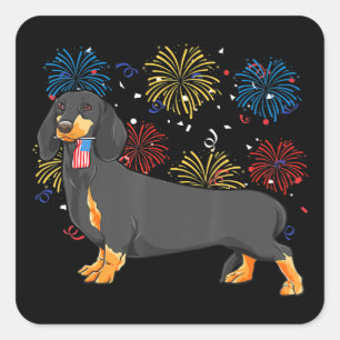 Cute Dachshund Doxie Lover Weiner Dog Mum Dad Kids Square Sticker