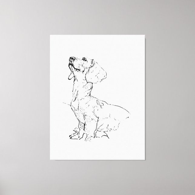 Cute Dachshund Drawing, Dog Parent Canvas Print (Front)