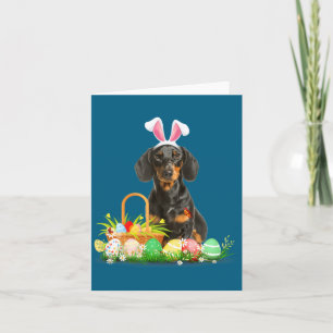 Cute dachshund easter day bunny eggs easter costum card