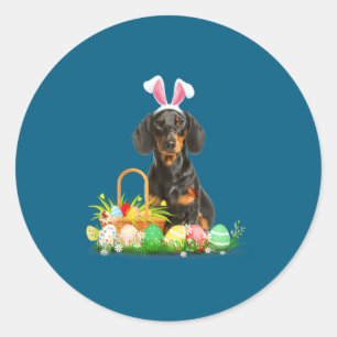 Cute dachshund easter day bunny eggs easter costum classic round sticker