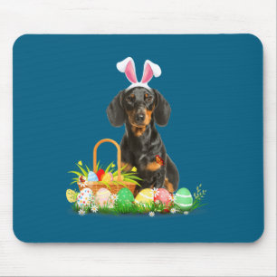 Cute dachshund easter day bunny eggs easter costum mouse pad