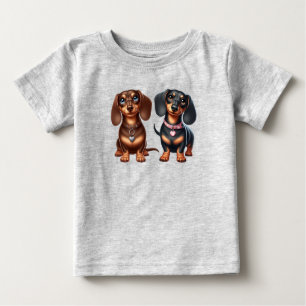 Cute dachshund friends baby T-Shirt
