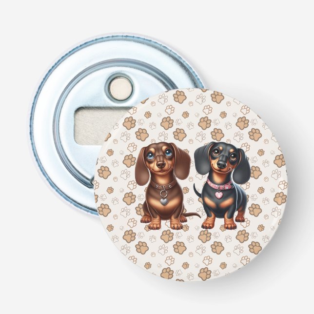 Cute dachshund friends bottle opener (Front)