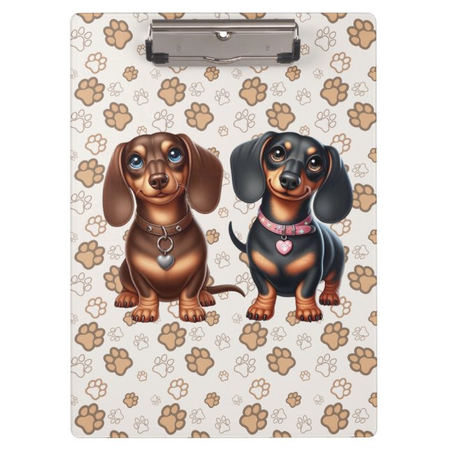 Cute dachshund friends clipboard (Front)