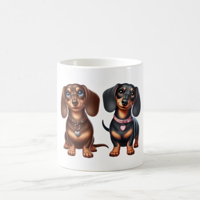 Cute dachshund friends coffee mug (Center)