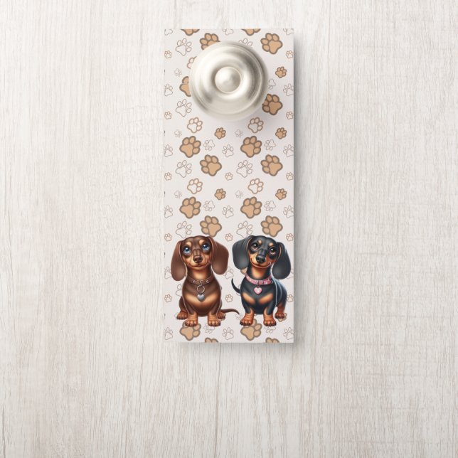 Cute dachshund friends door hanger (On Knob)
