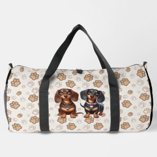 Cute dachshund friends duffle bag