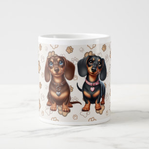 Cute dachshund friends large coffee mug