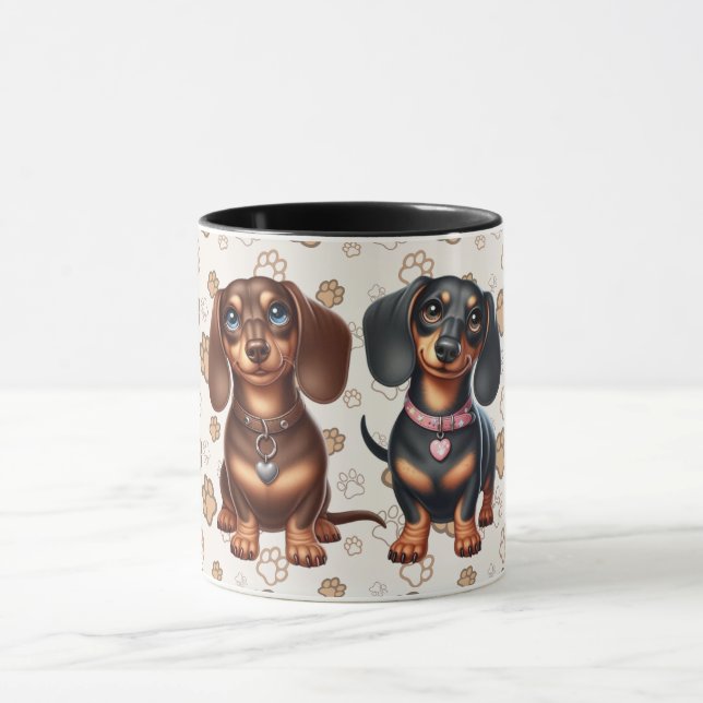 Cute dachshund friends mug (Center)