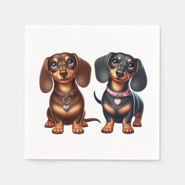 Cute dachshund friends napkin (Front)