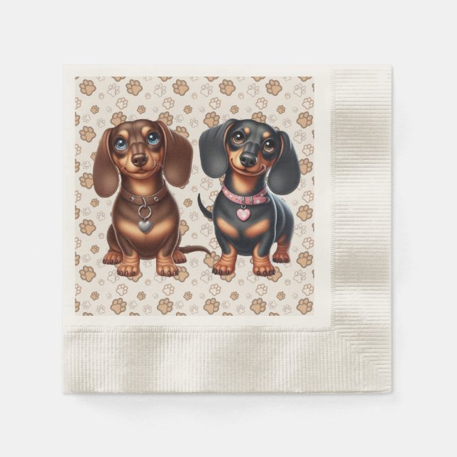 Cute dachshund friends napkin (Front)