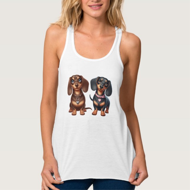 Cute dachshund friends singlet (Front)