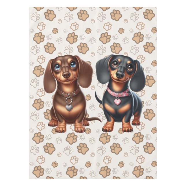 Cute dachshund friends tablecloth (Front)