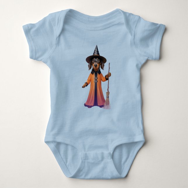 Cute Dachshund Halloween  Baby Bodysuit (Front)