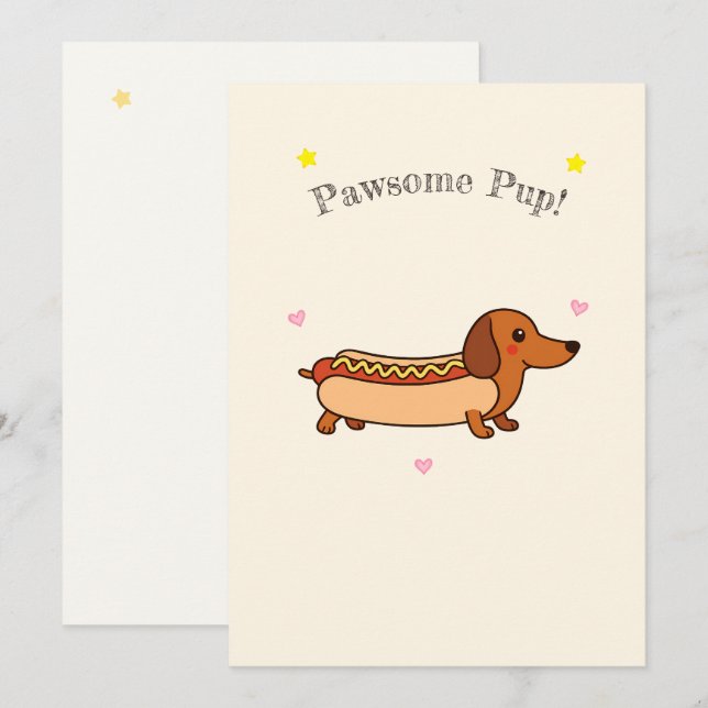 Cute dachshund hotdog holiday card (Front/Back)