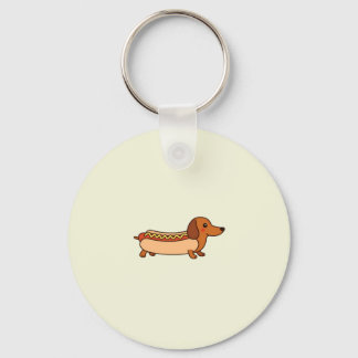 Cute dachshund hotdog key ring