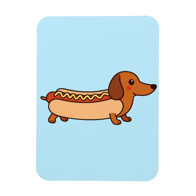 Cute dachshund hotdog magnet (Vertical)