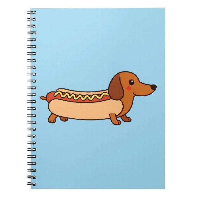 Cute dachshund hotdog notebook (Front)