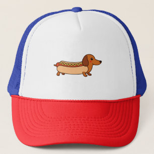 Cute dachshund hotdog trucker hat