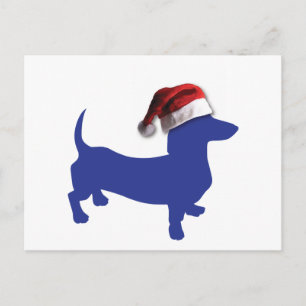 Cute Dachshund in a Santa Hat Holiday Postcard