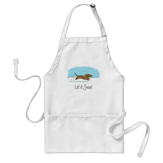 Cute Dachshund Let it Snow - Wiener Dog Holiday Standard Apron