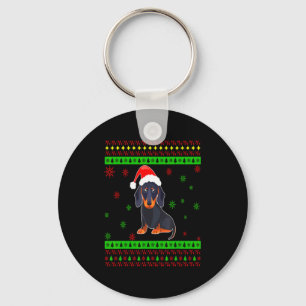 Cute Dachshund Long Dog Mom Merry Xmas New Year Key Ring
