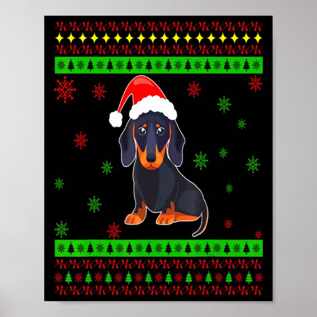 Cute Dachshund Long Dog Mom Merry Xmas New Year  Poster (Front)